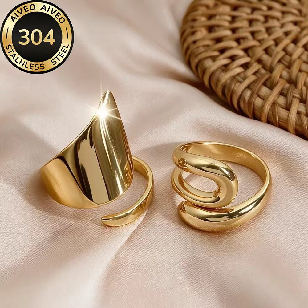2pcs High-Quality Hypoallergenic Stainless Steel Stackable Rings